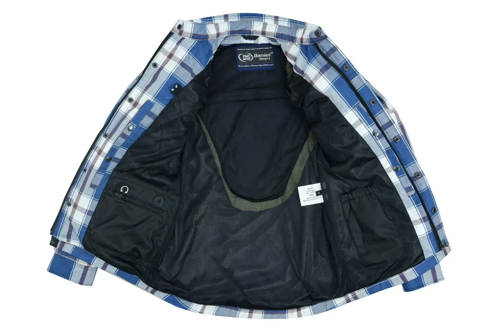 DS4673 Armored Flannel Shirt - Blue, White & Maroon