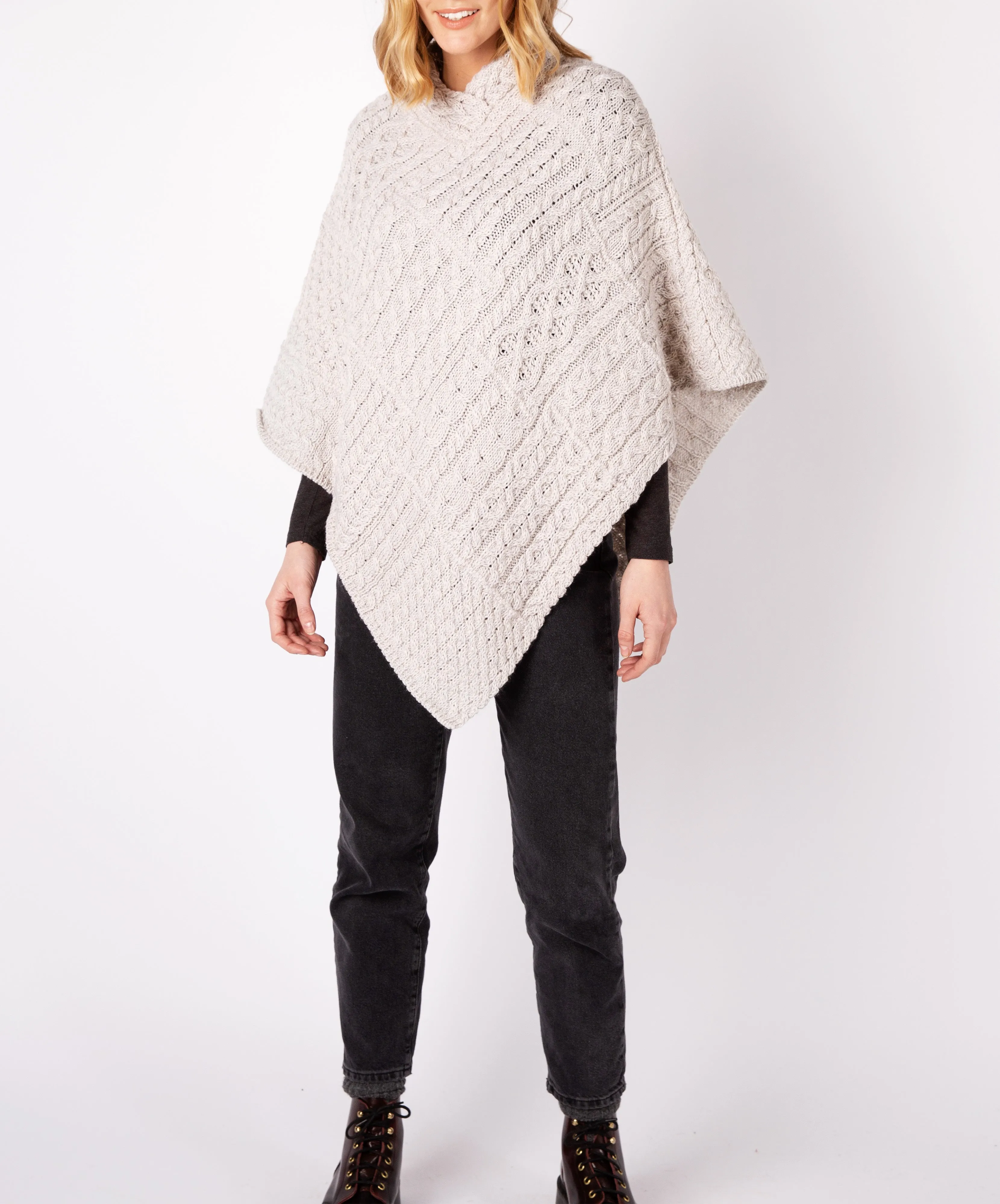 Elm Patchwork Poncho Silver Marl