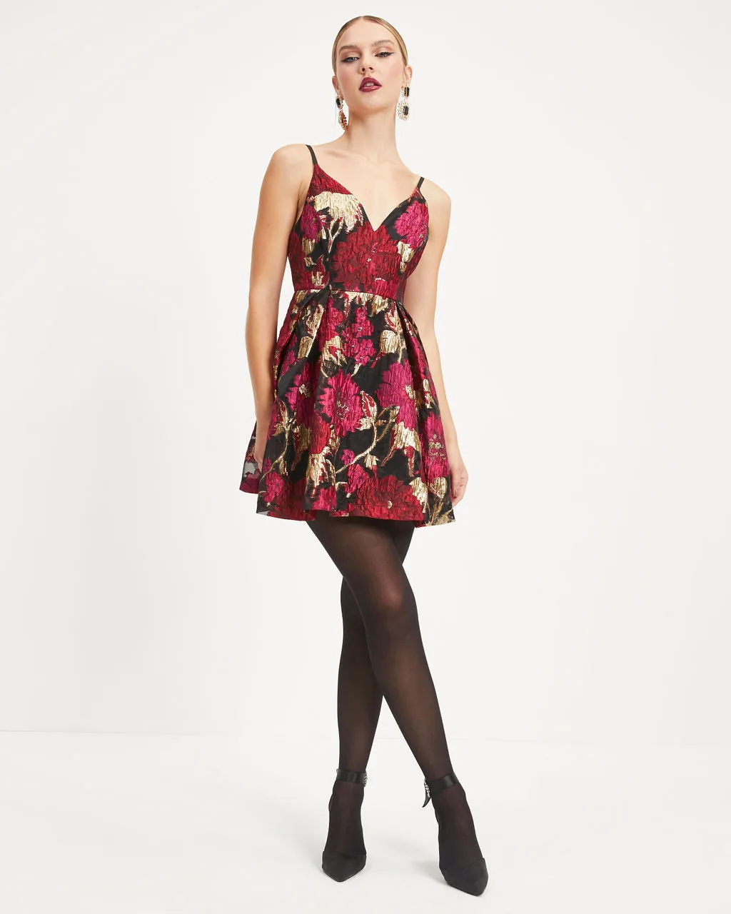 Fairest Of Them All Floral Metallic Organza Mini Dress