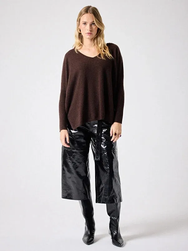 Faustine Moka Cashmere Poncho Sweater