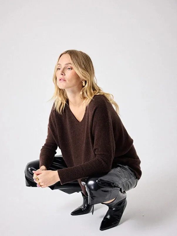 Faustine Moka Cashmere Poncho Sweater