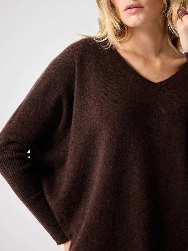 Faustine Moka Cashmere Poncho Sweater