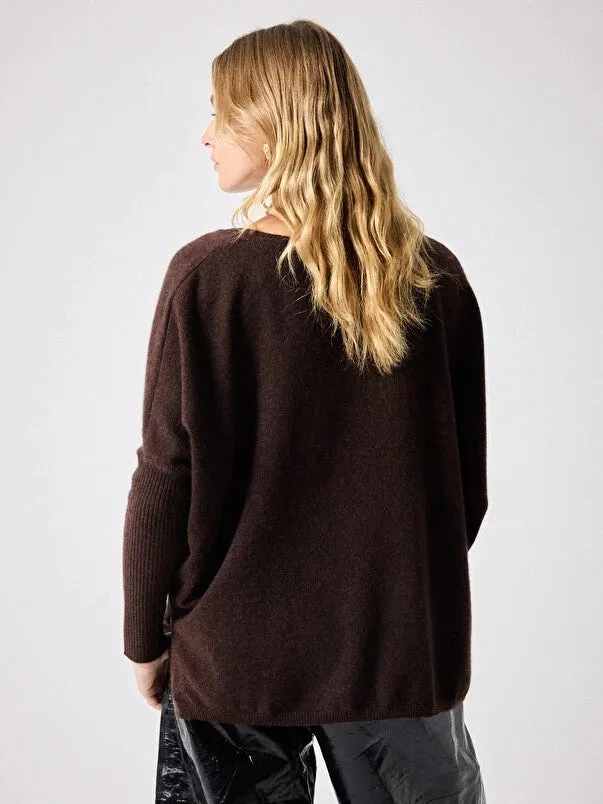 Faustine Moka Cashmere Poncho Sweater