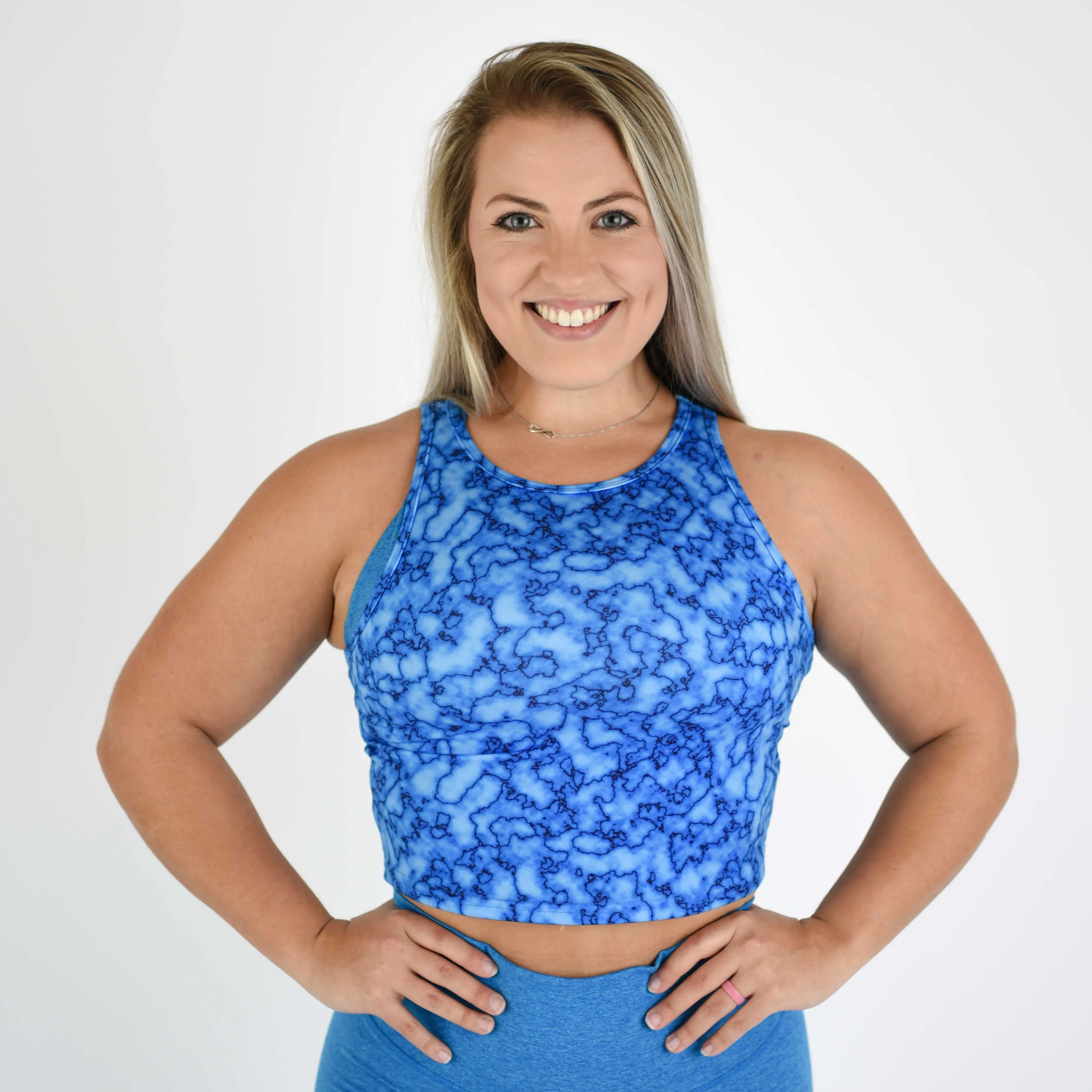 FLEO Tempo Crop Tank - Blue Lava