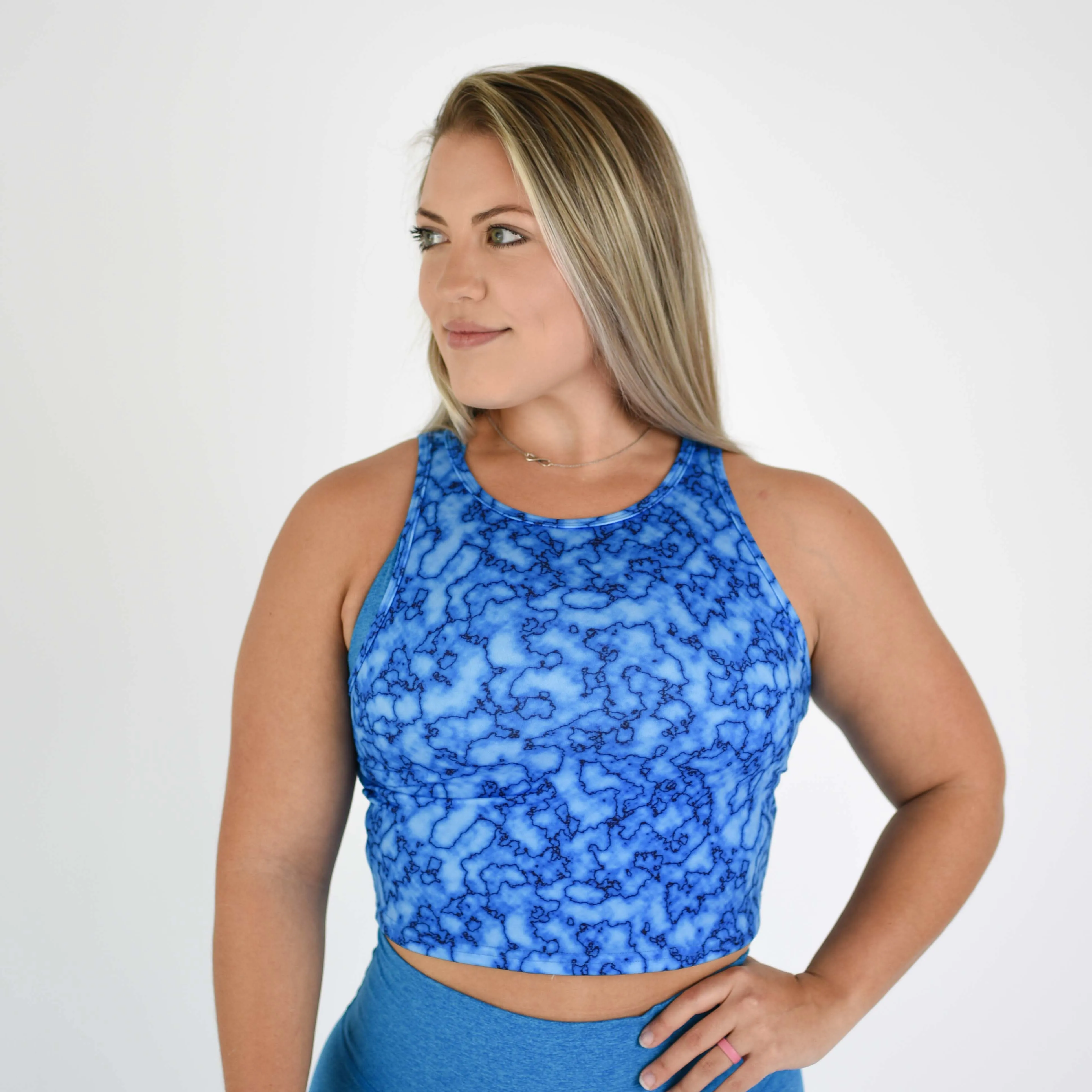 FLEO Tempo Crop Tank - Blue Lava