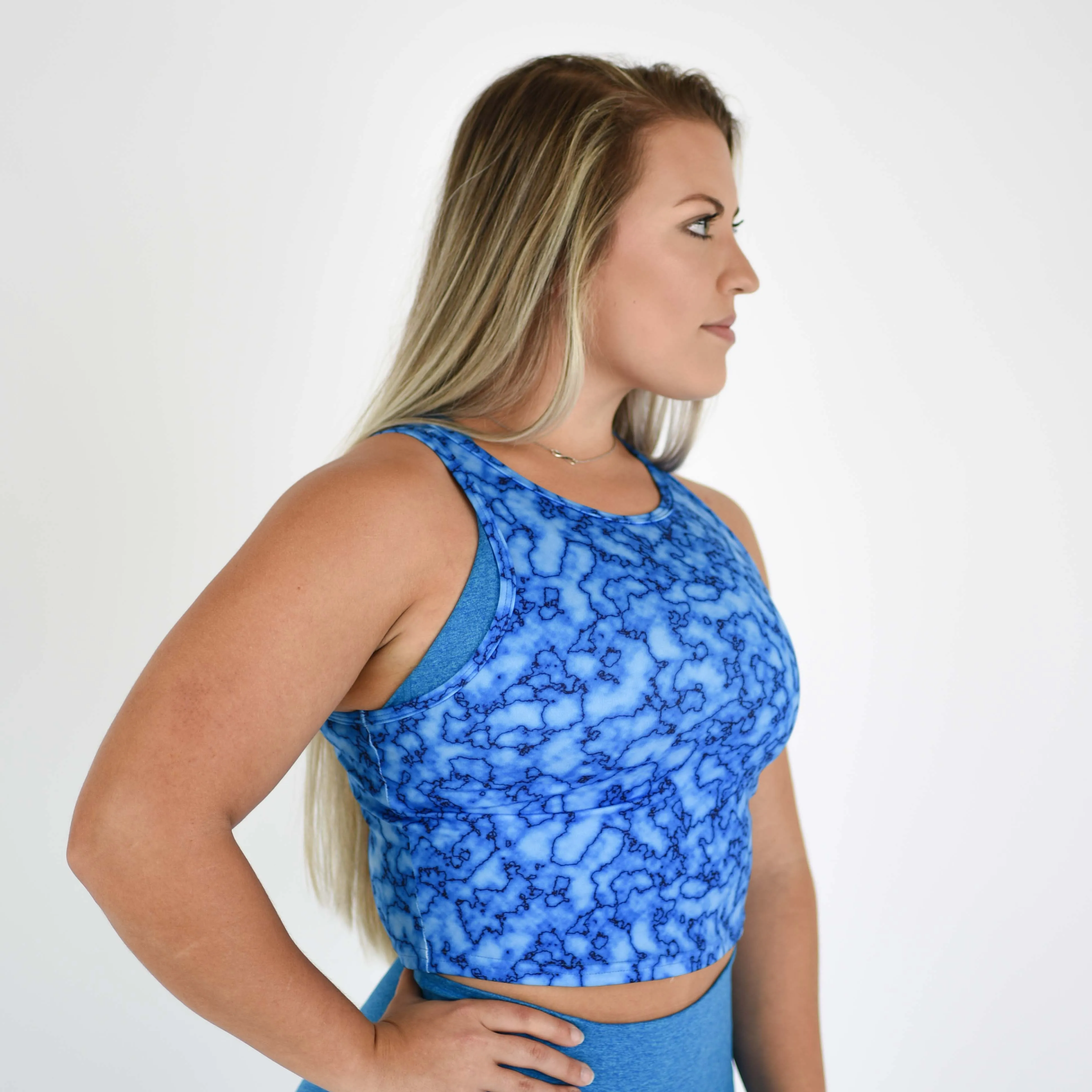 FLEO Tempo Crop Tank - Blue Lava