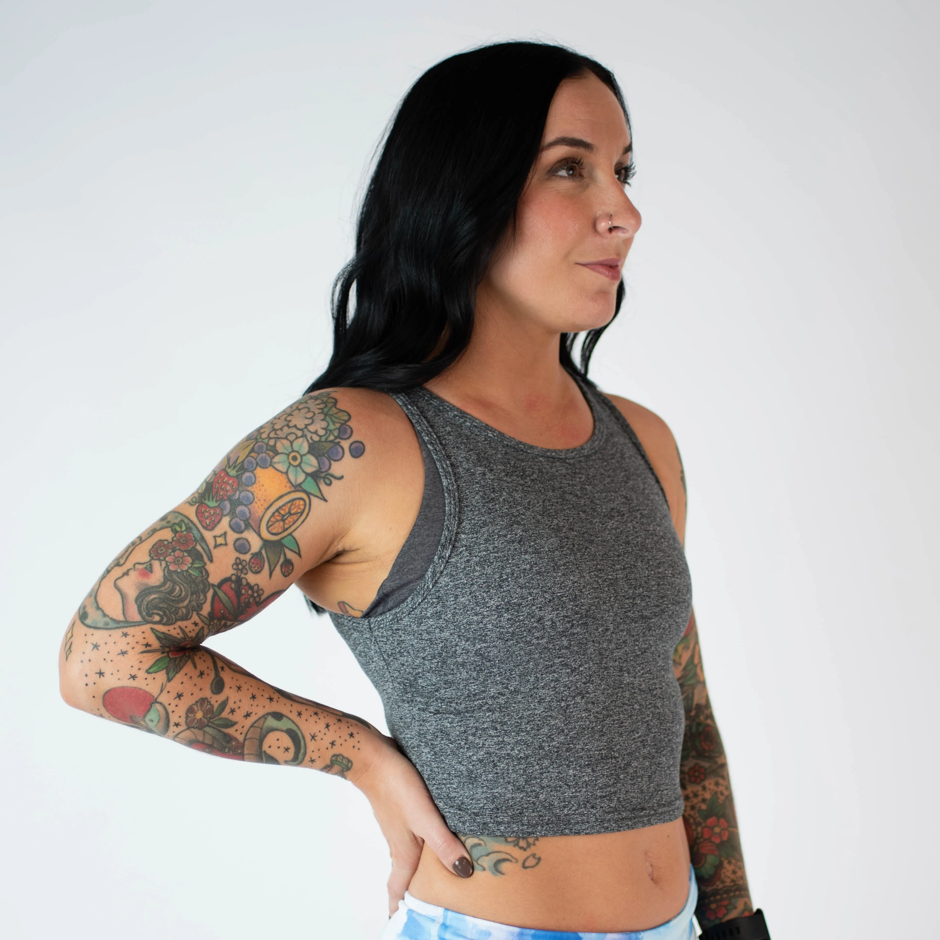 FLEO Tempo Crop Tank - Heather Grey