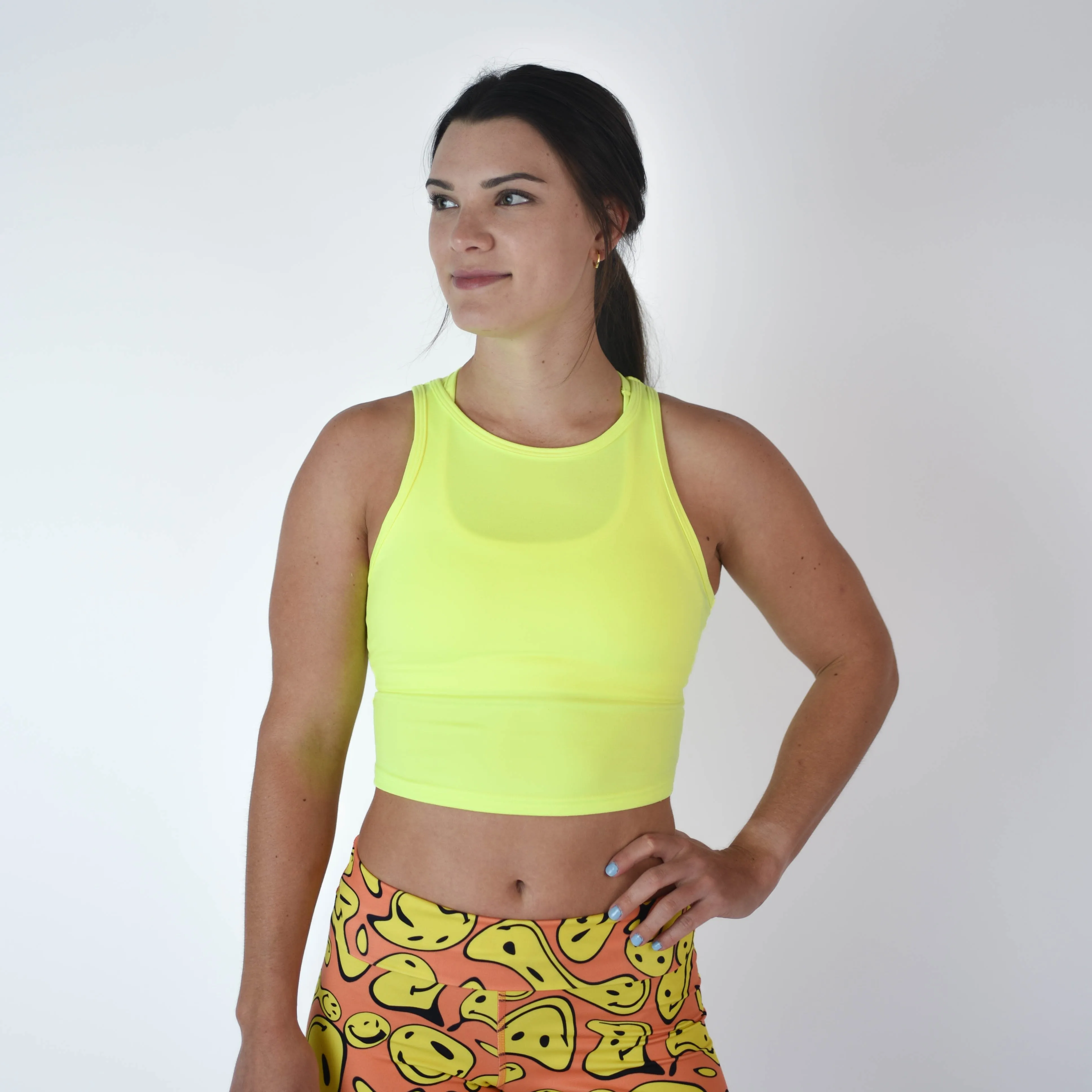 FLEO Tempo Crop Tank - Neon Yellow