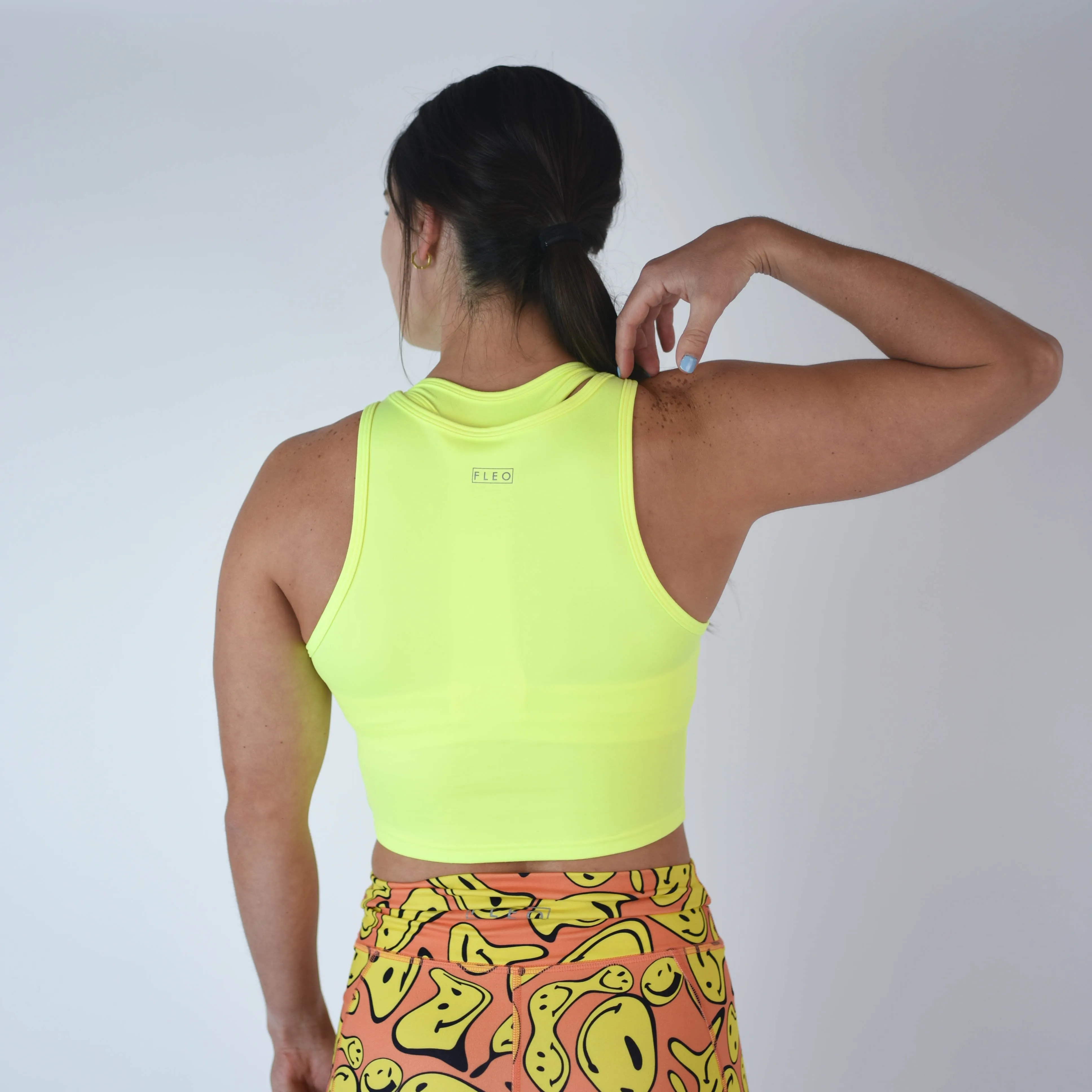 FLEO Tempo Crop Tank - Neon Yellow