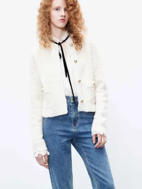 Fluffy Textured Cropped Cardigan