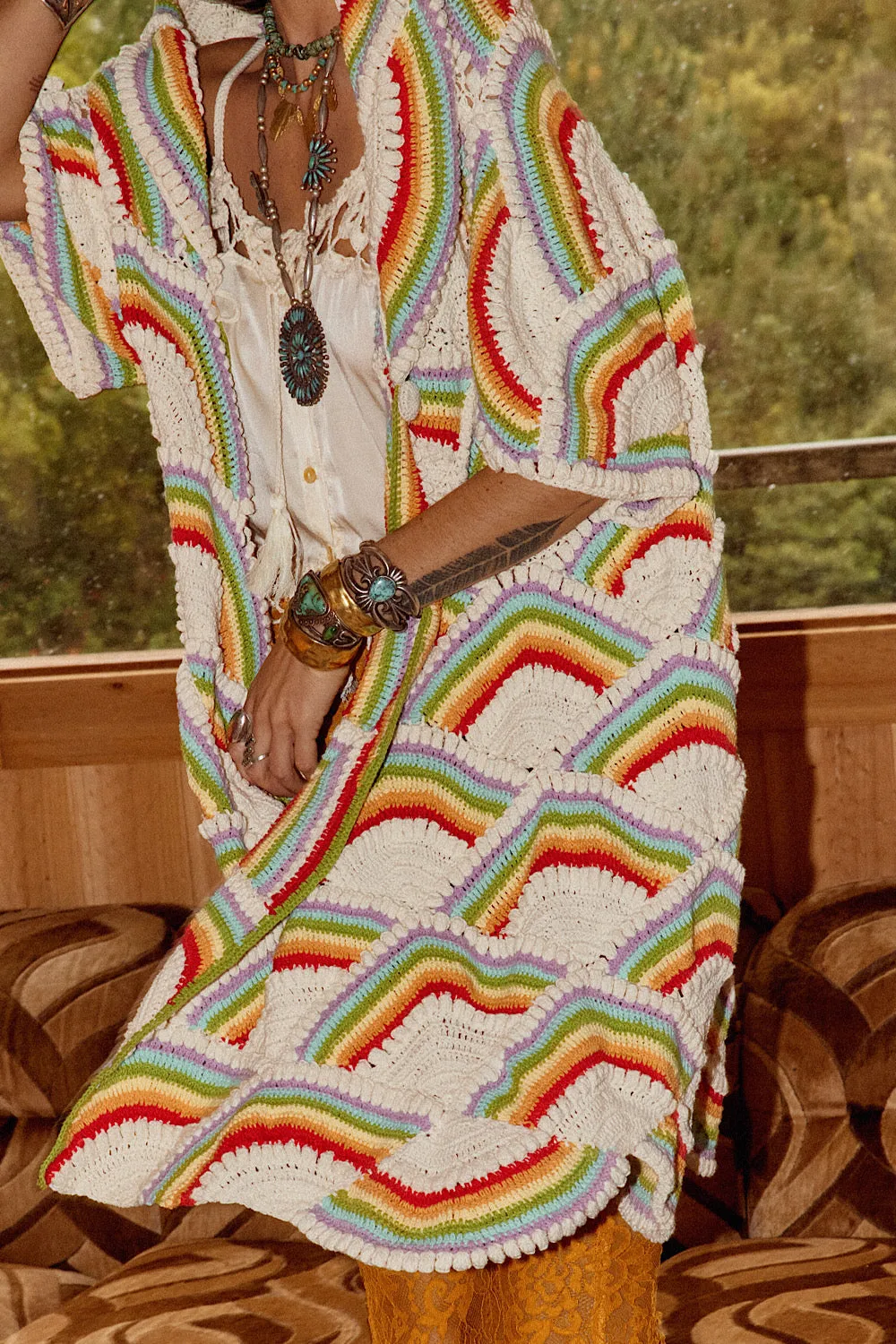 Forever More Rainbow Crochet Coat