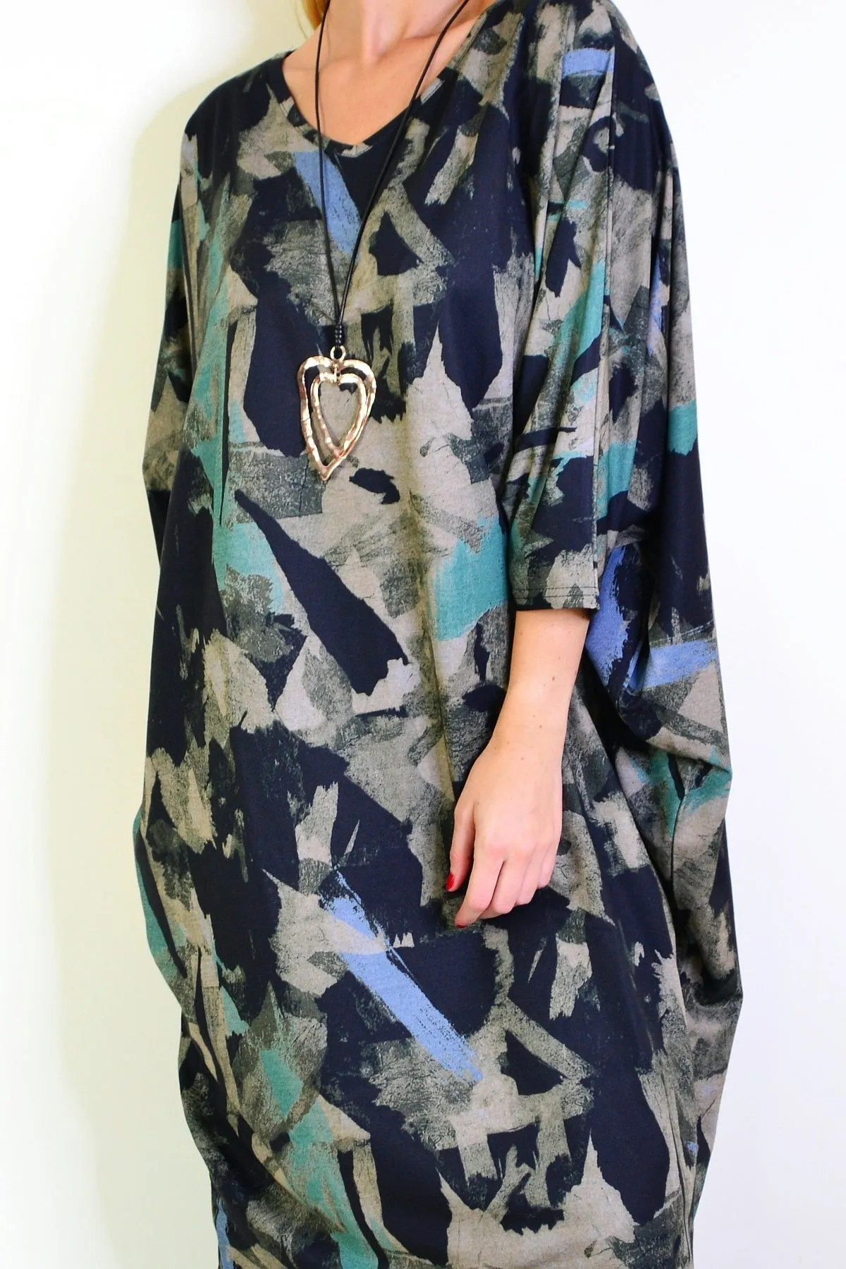 Free Size Green Relaxed Tunic Dress