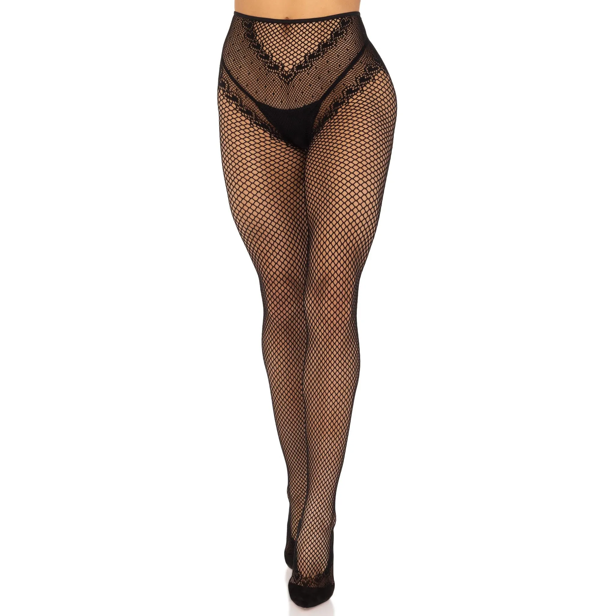 French Cut Crotchless Fishnet - One Size - Black