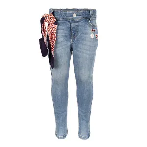 GIRLS DENIM BLUE APPLIQUE SLIM FIT TROUSER