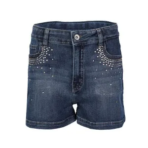 GIRLS DENIM EMBELLISHED SHORTS - BLUE