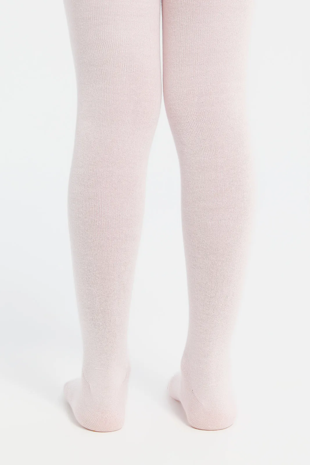 Girls Pink And White Textured Stockings Set (Pack of 2)