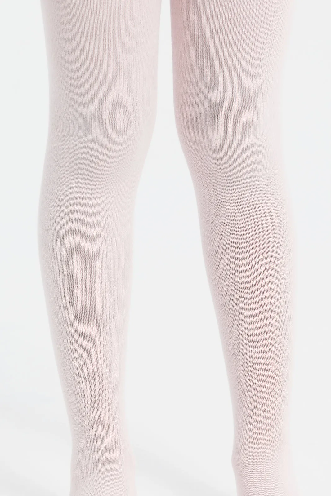 Girls Pink And White Textured Stockings Set (Pack of 2)