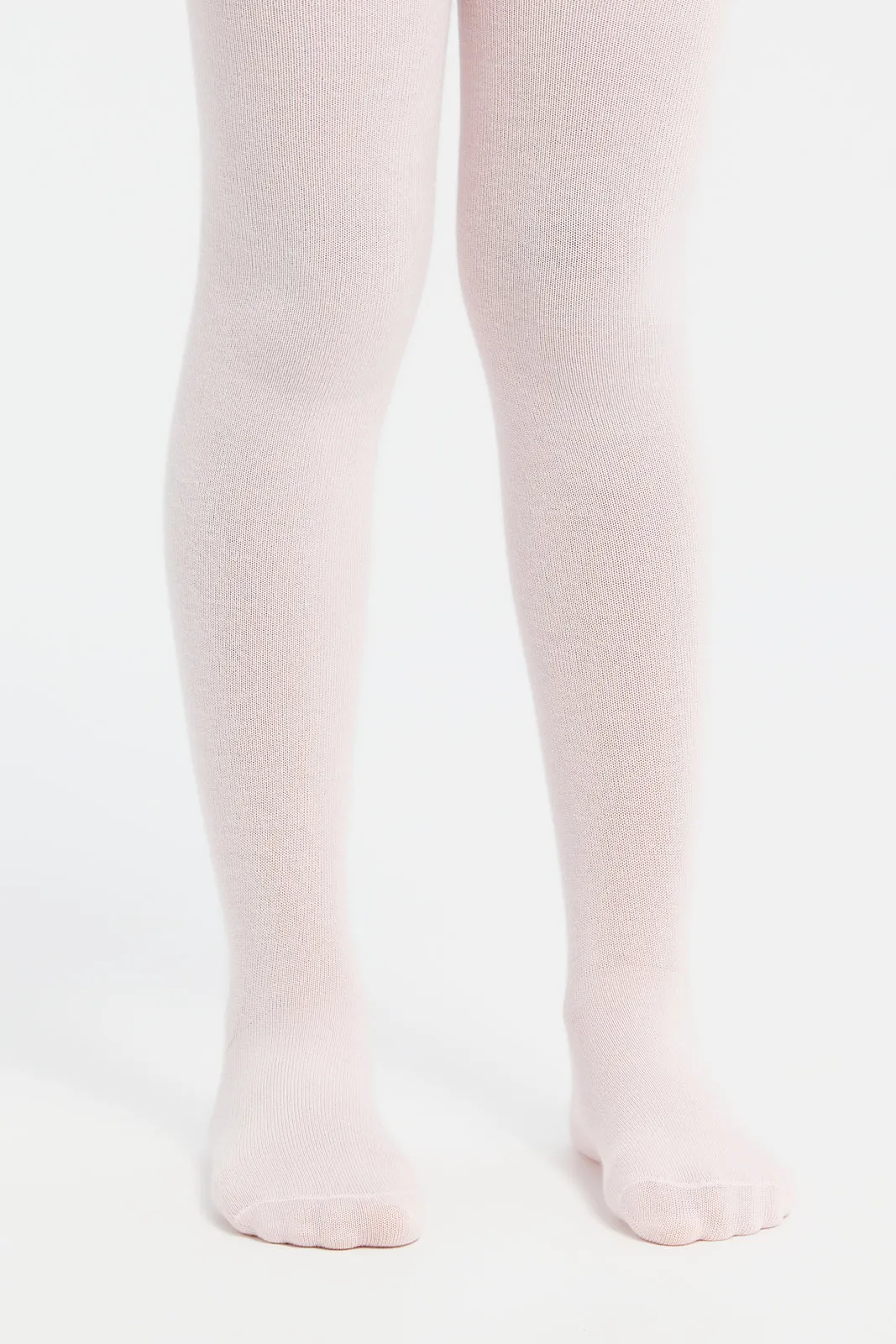 Girls Pink And White Textured Stockings Set (Pack of 2)