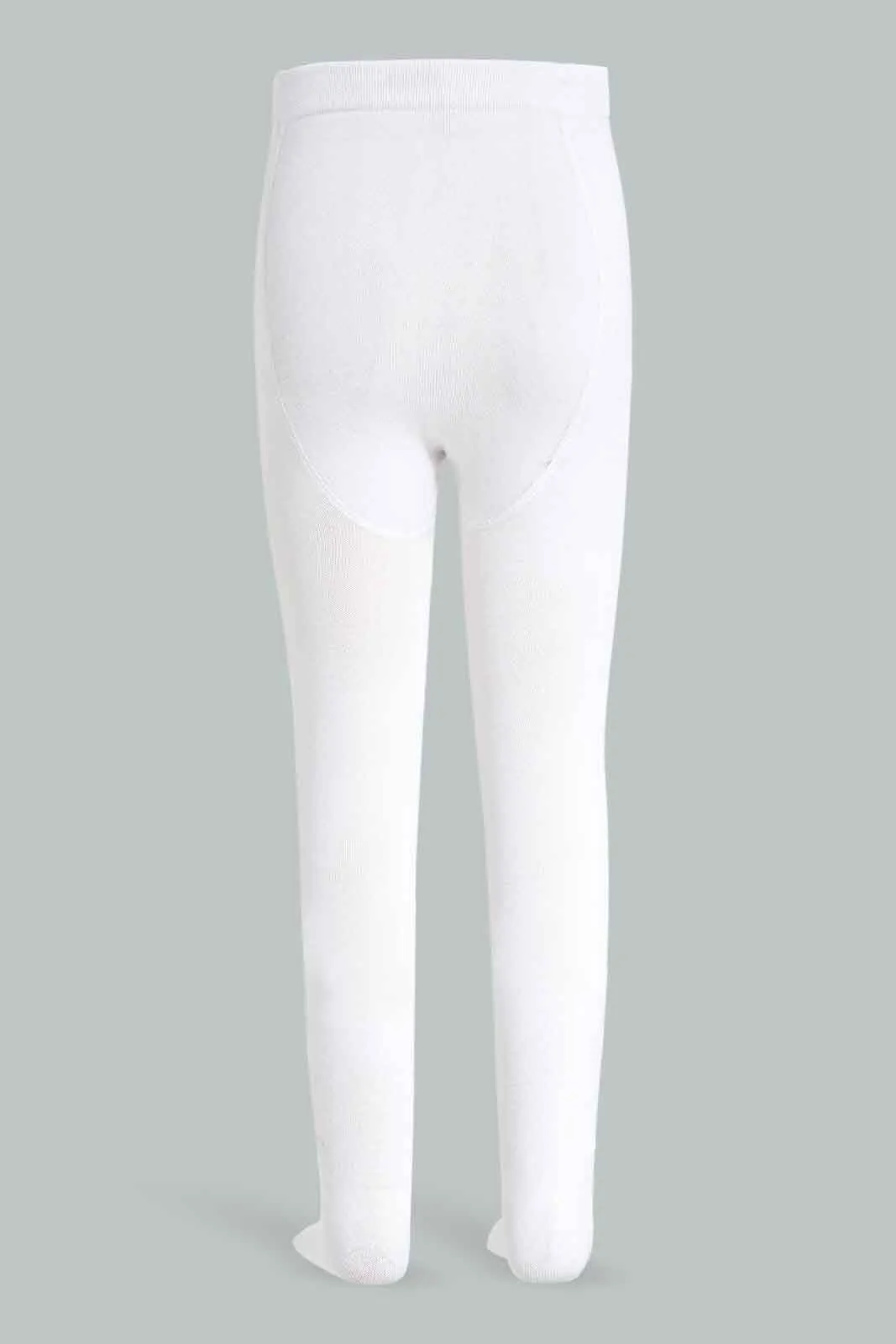 Girls White Jacquard Tights For (Pack Of 2)