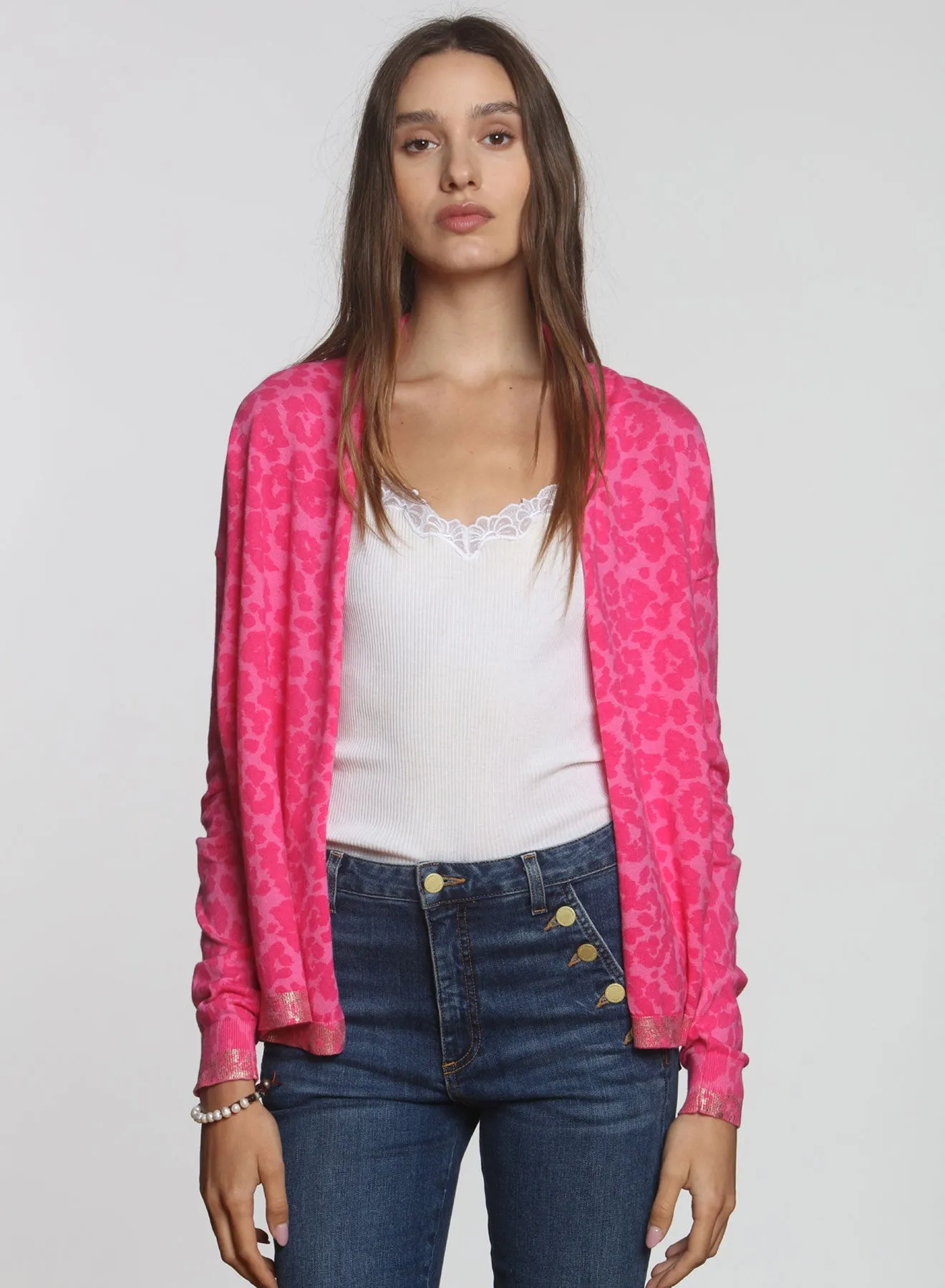 Goldie Printed Cardigan - Cheetah Pink