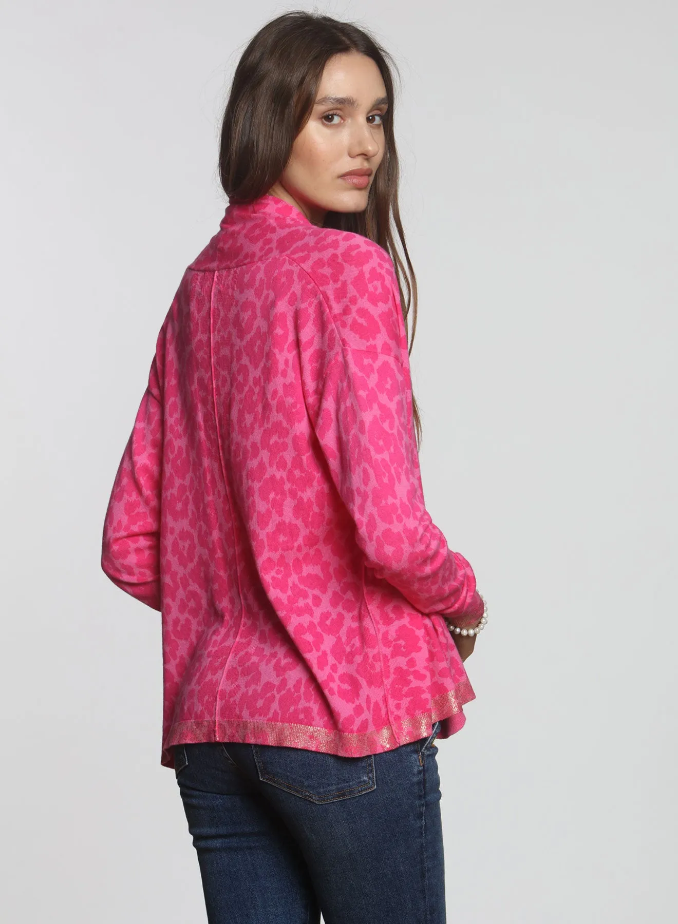 Goldie Printed Cardigan - Cheetah Pink