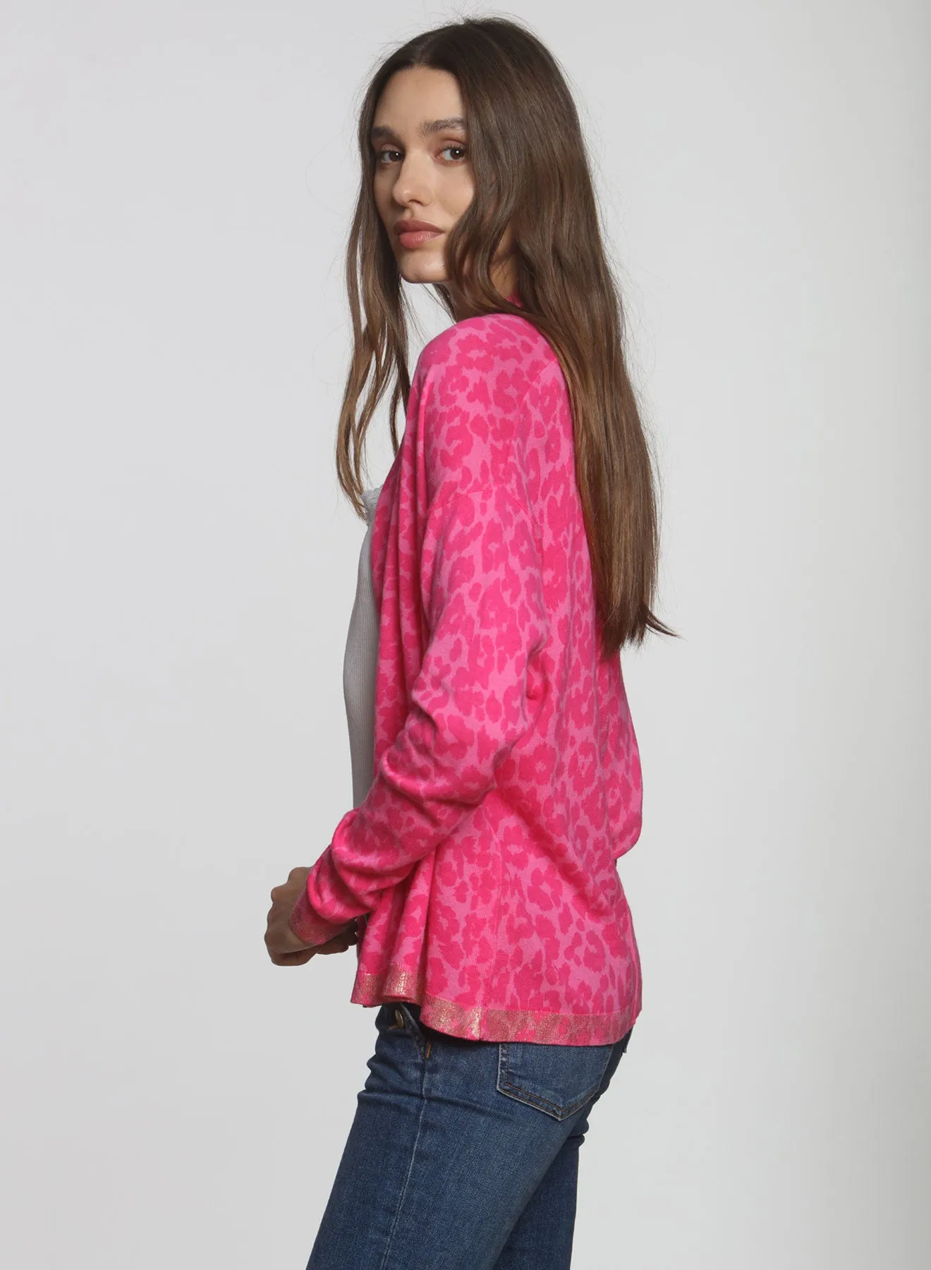 Goldie Printed Cardigan - Cheetah Pink