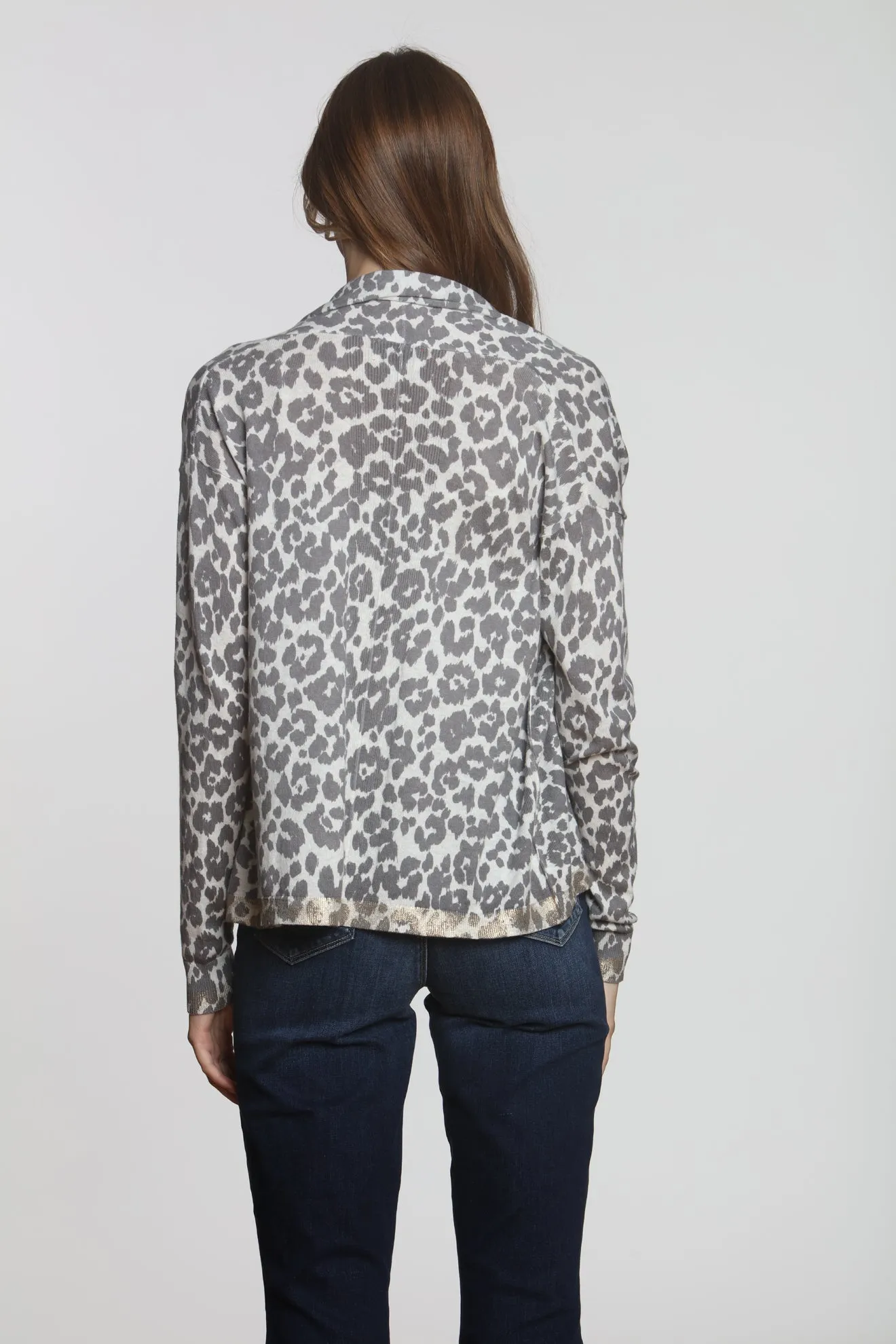 Goldie Printed Cardigan - Snow Cheetah