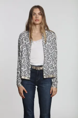 Goldie Printed Cardigan - Snow Cheetah