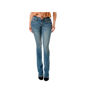 Grace In La Women's Horseshoe Hat Western Motif Easy Bootcut Medium Blue Jeans