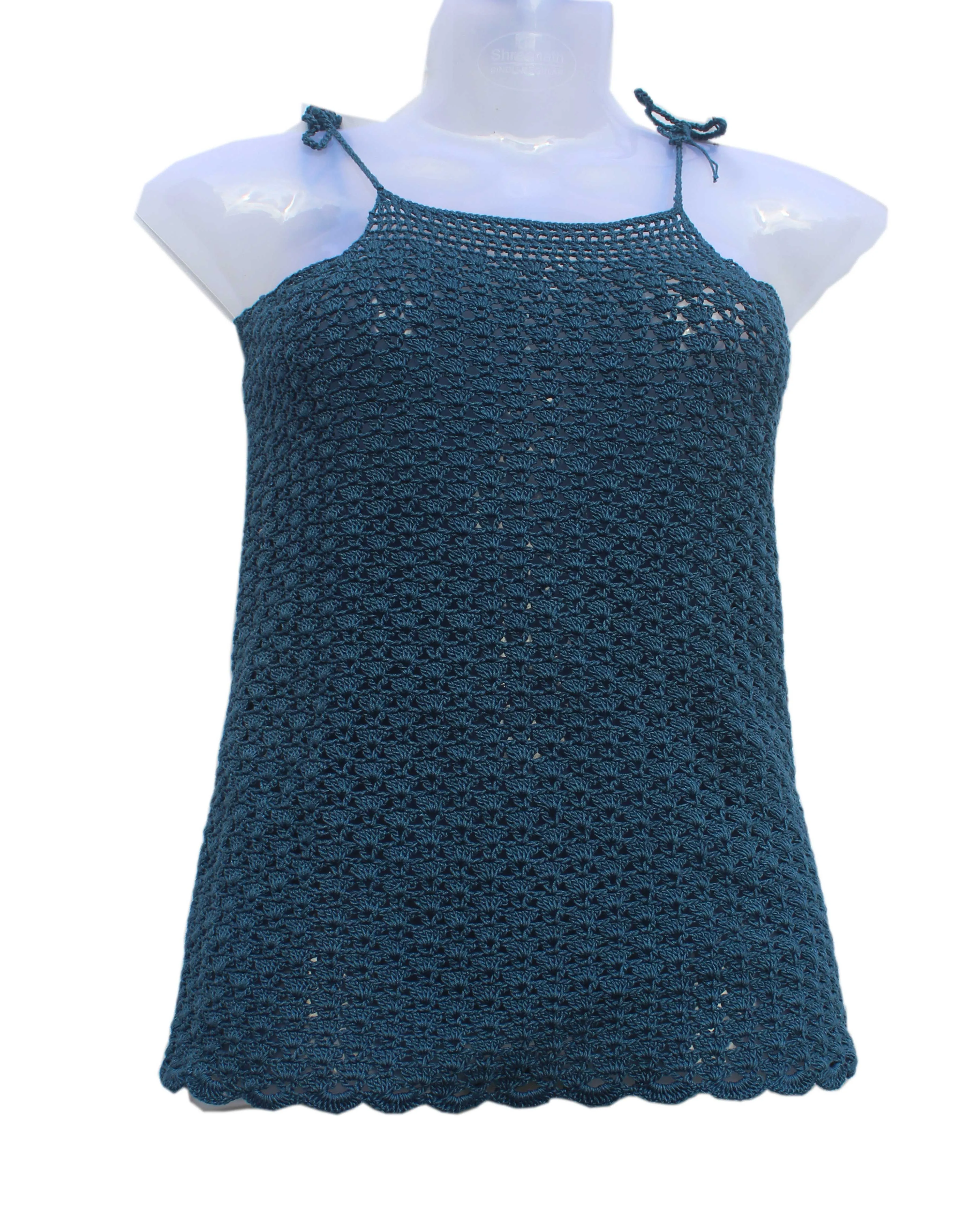 GraminArts thread crochet sleeveless top with blue color