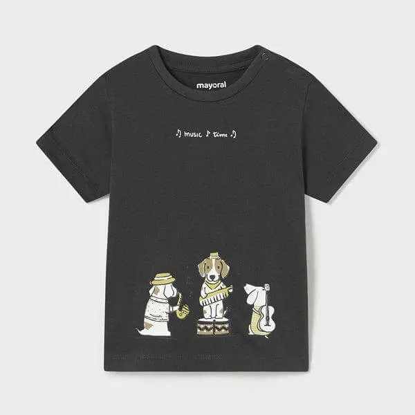 GRAPHIC BLACK SHORT SLEEVE T-SHIRT FOR BABY BOYS