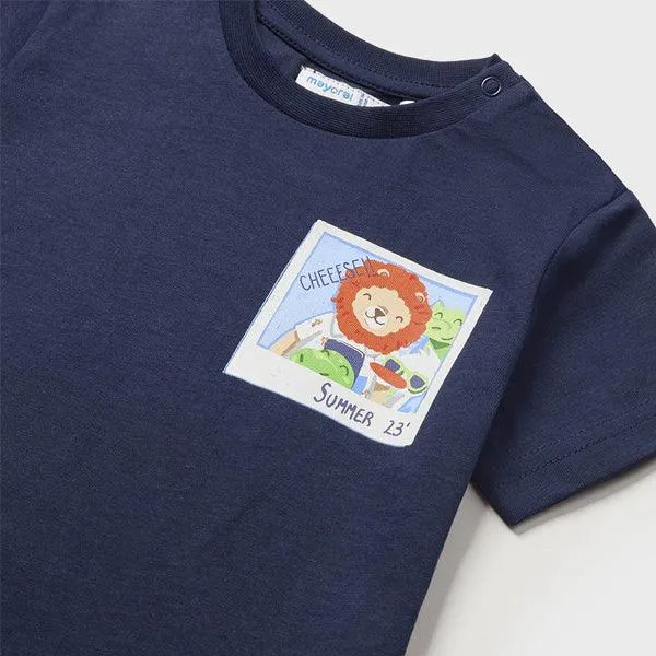 GRAPHIC NAVY BLUE PRINT T-SHIRT FOR BABY BOYS