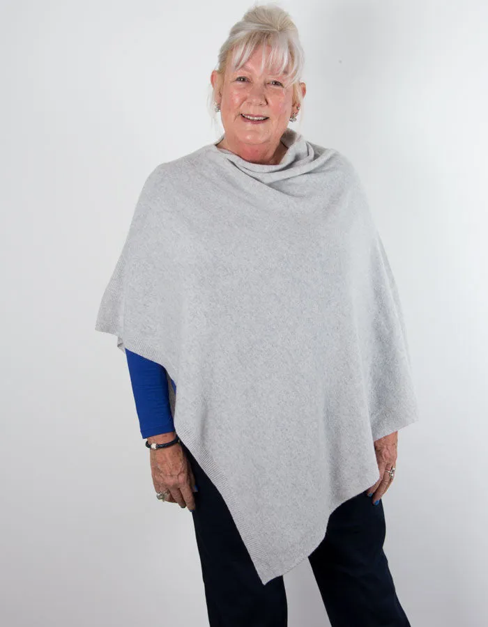 Grey Poncho Cashmere Mix