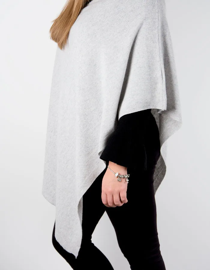 Grey Poncho Cashmere Mix