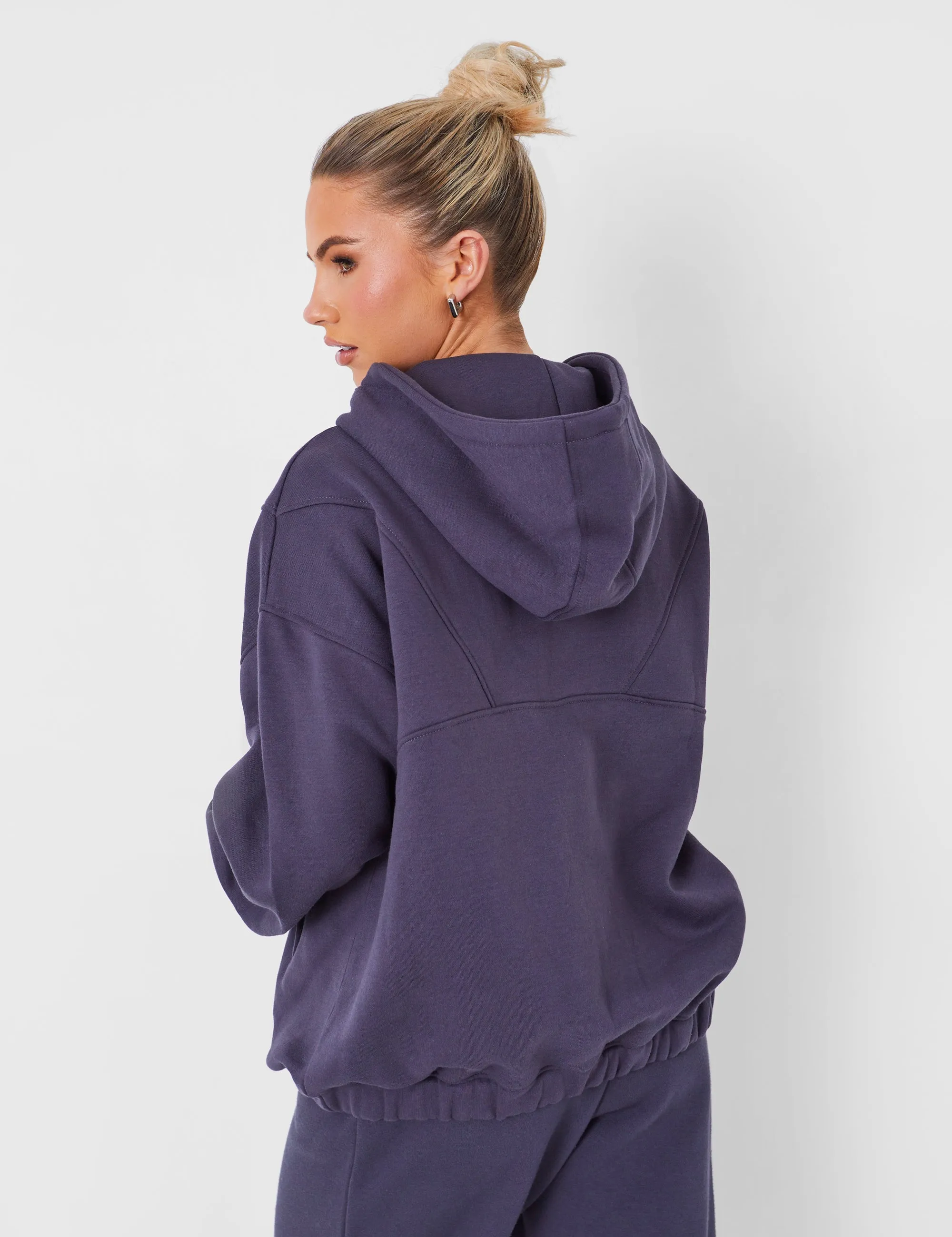 Half Zip Oversized Hoodie Dark Grey