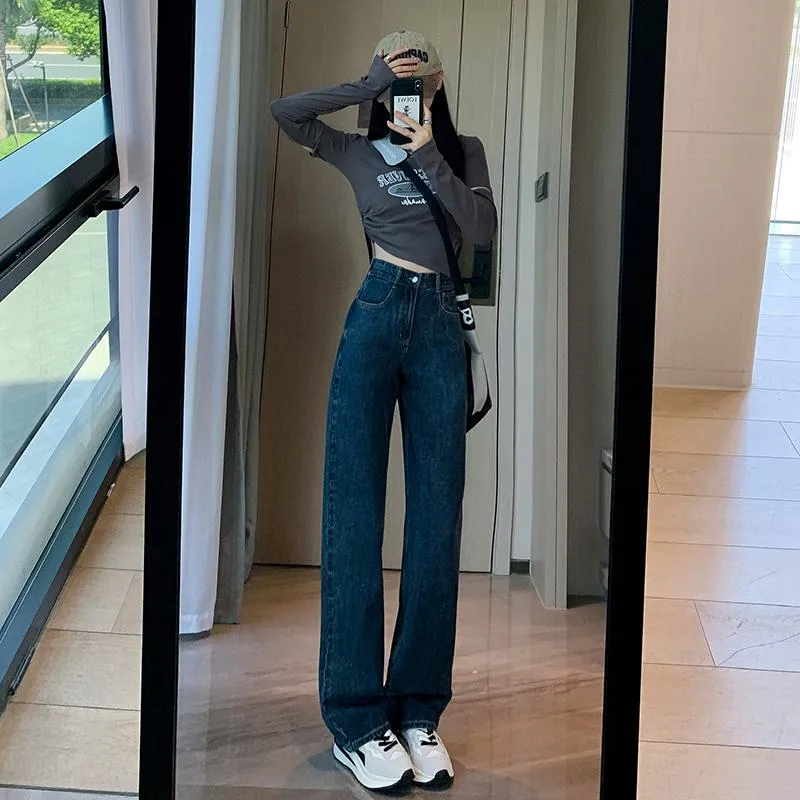 High-Waisted Cropped & Regular & Long Straight Leg Jeans