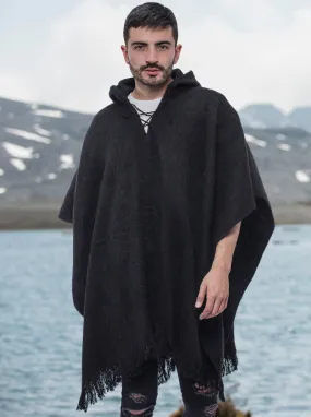 Hooded Black Poncho for Men