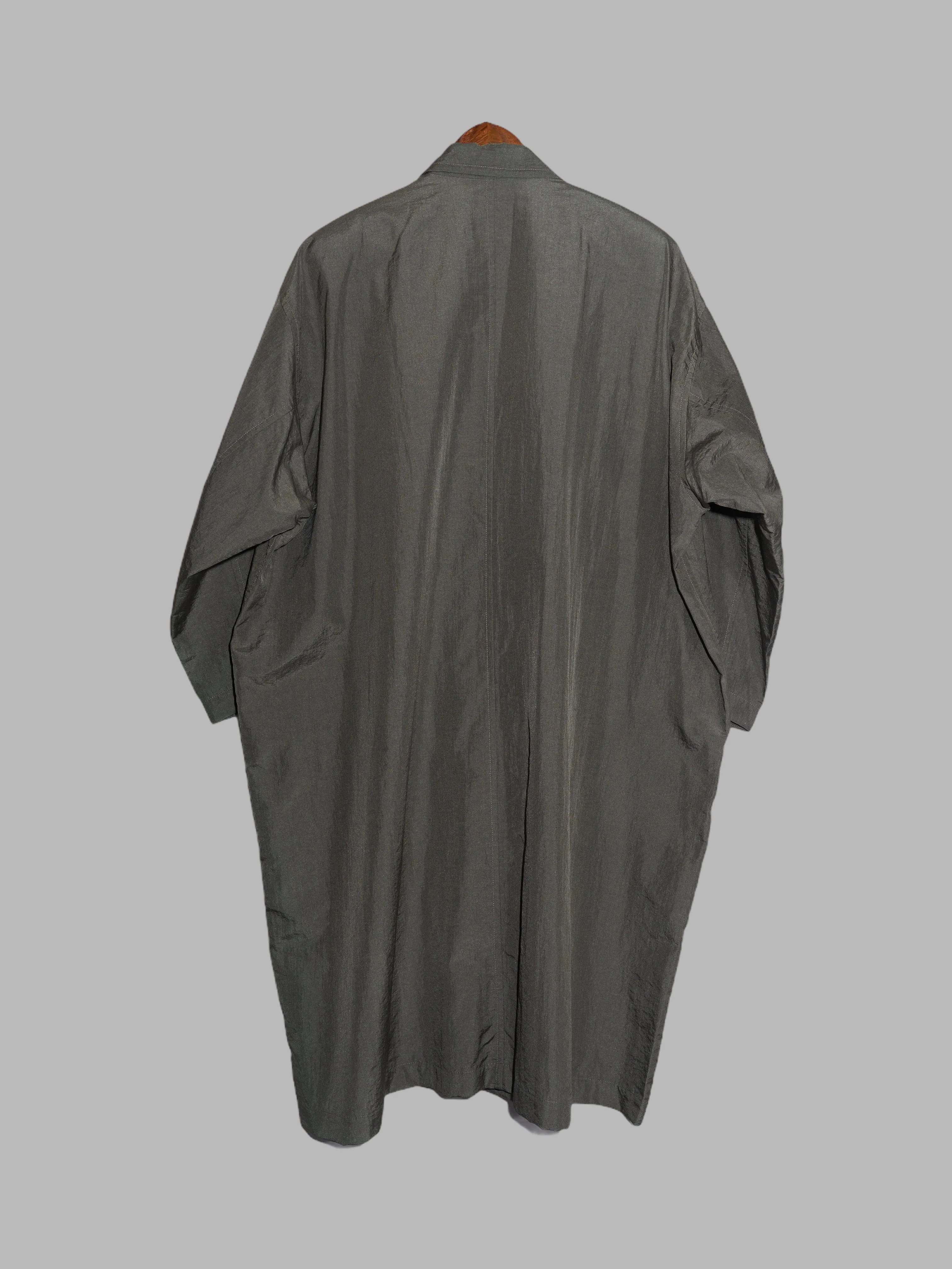 Issey Miyake 1980s khaki cotton nylon oversized rectangle coat - size M