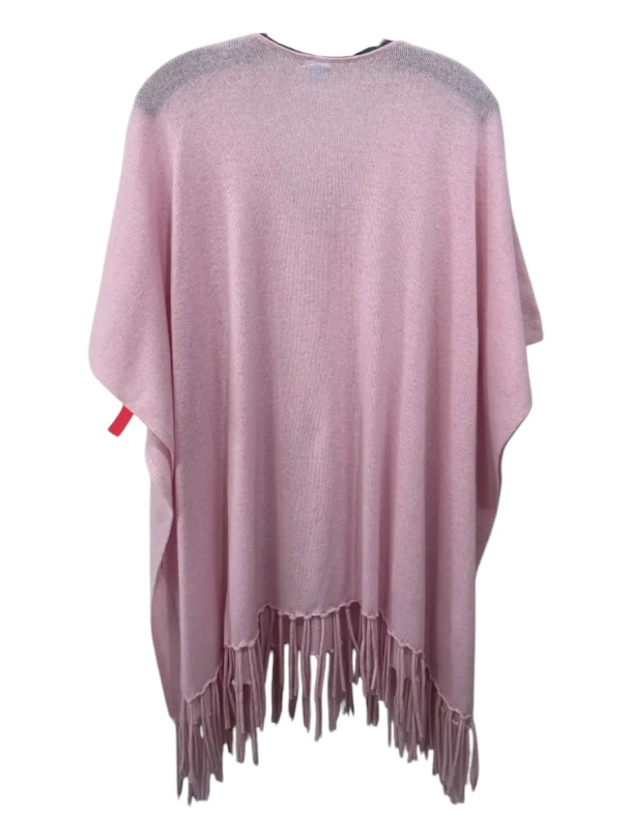 J Mclaughlin Pink Cashmere Tie Neck Fringe Poncho