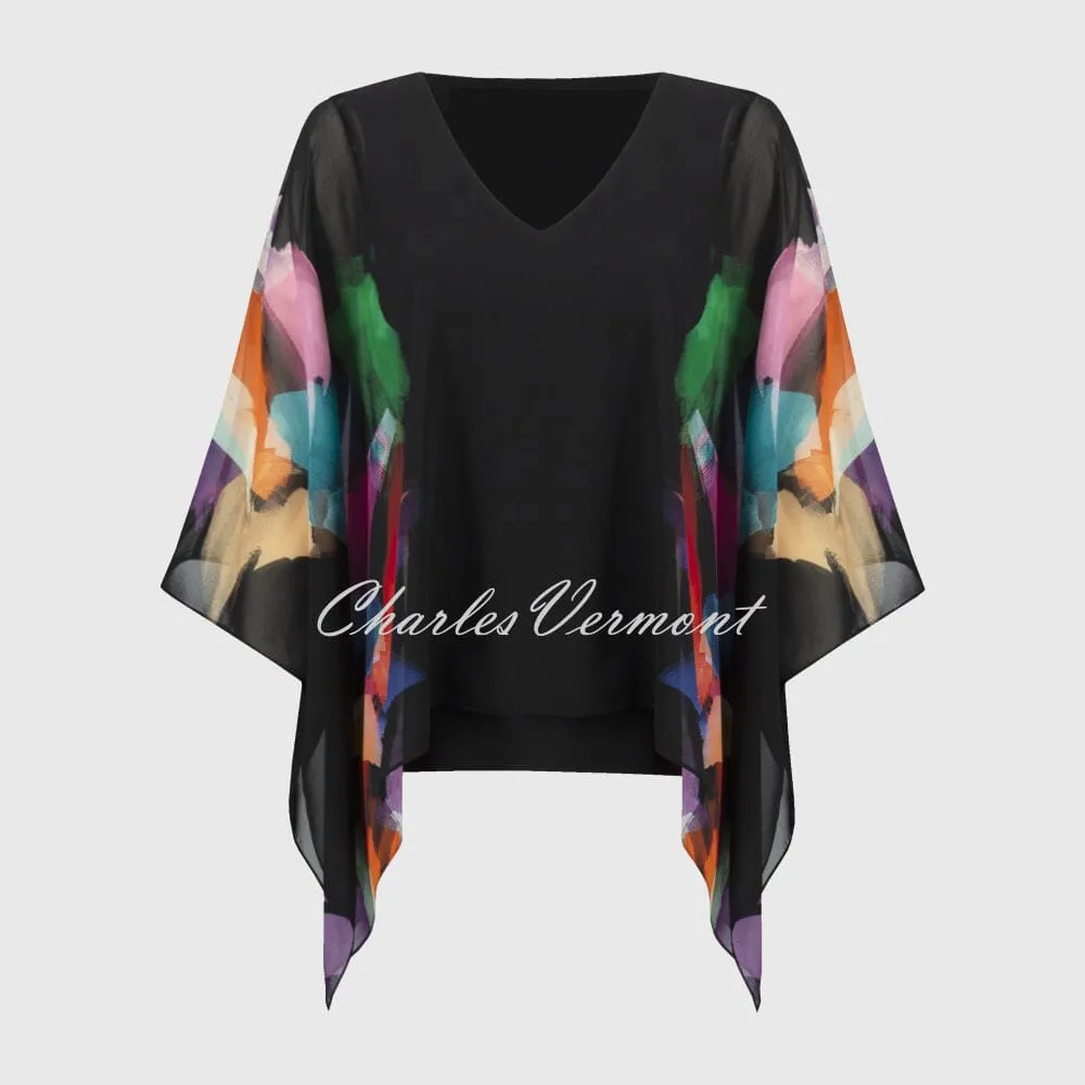 Joseph Ribkoff Chiffon Abstract Print Poncho Top - Style 244174