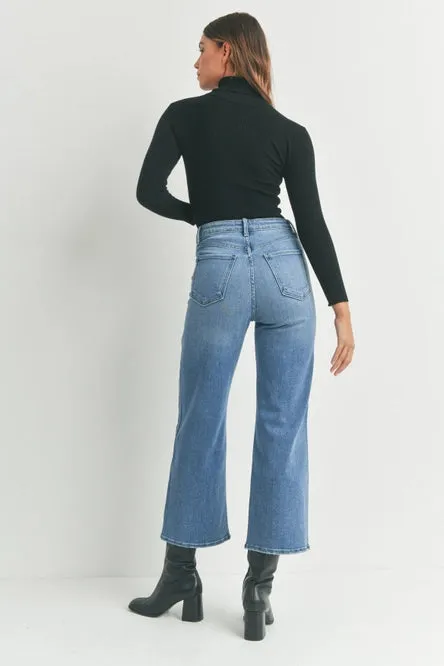 Just Black Denim High Rise Cargo Pocket Wide Leg Jeans