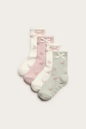 Kids' multi floral socks 4-pack