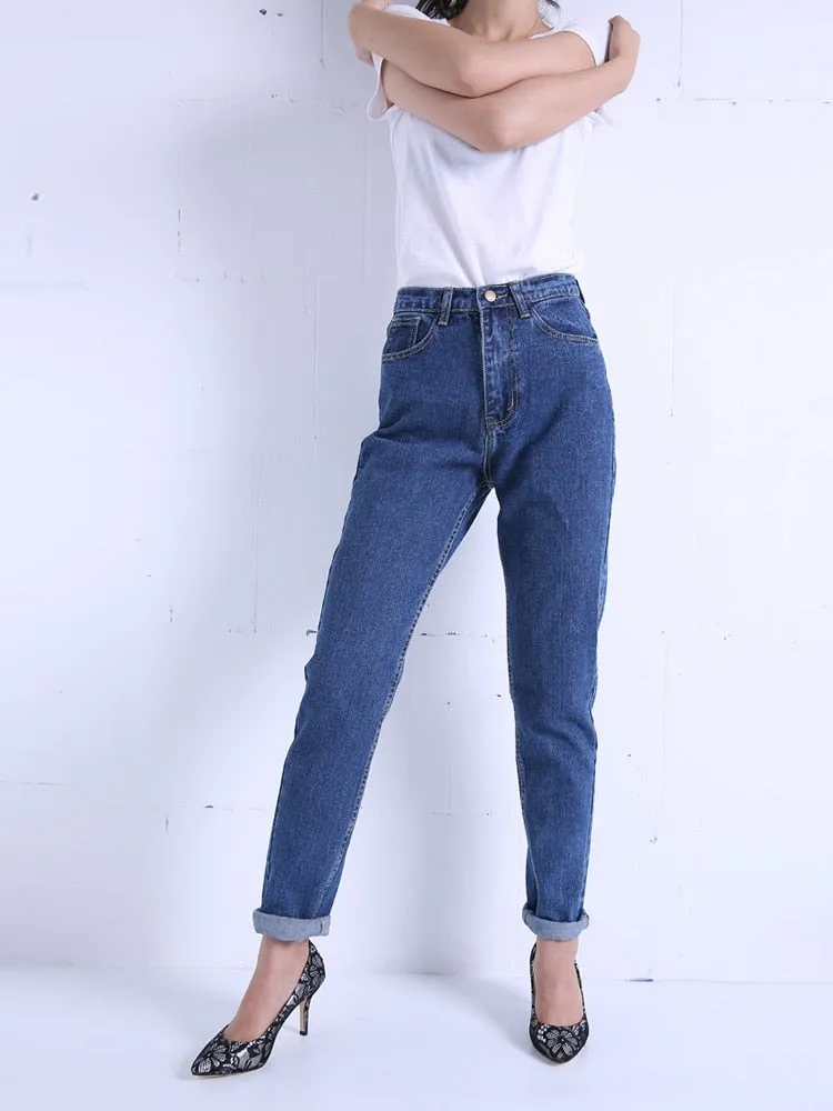 KittenAlarm - Harem Pants Vintage High Waist Jeans Woman Boyfriends Women's Jeans Full Length Mom Jeans Cowboy Denim Pants Vaqueros Mujer