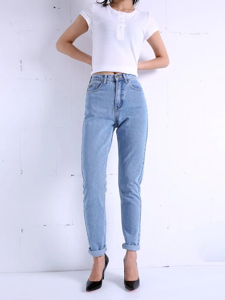 KittenAlarm - Harem Pants Vintage High Waist Jeans Woman Boyfriends Women's Jeans Full Length Mom Jeans Cowboy Denim Pants Vaqueros Mujer