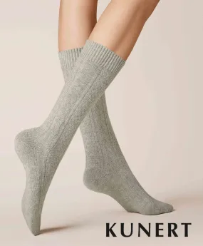 Kunert Knitted Braid Woolen Sock Grey 236510