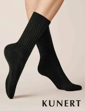 Kunert Knitted Diagonal Woolen Sock Black 236410