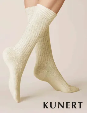 Kunert Knitted Diagonal Woolen Sock White 236410