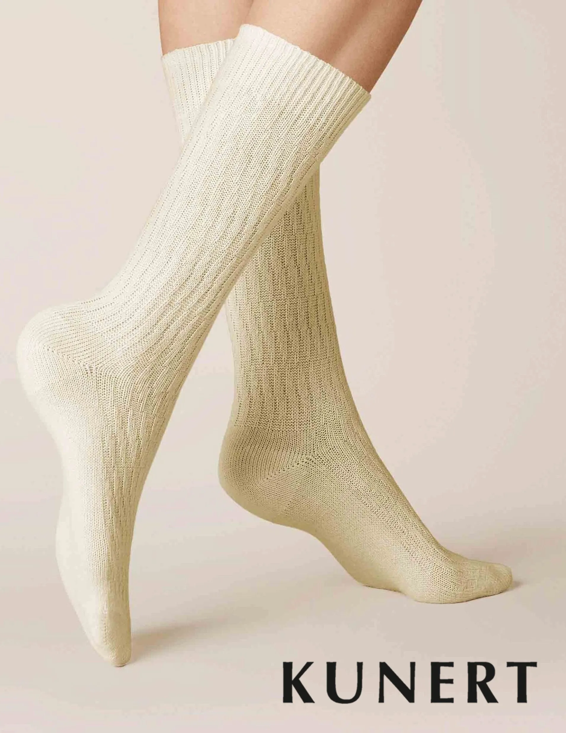 Kunert Knitted Diagonal Woolen Sock White 236410