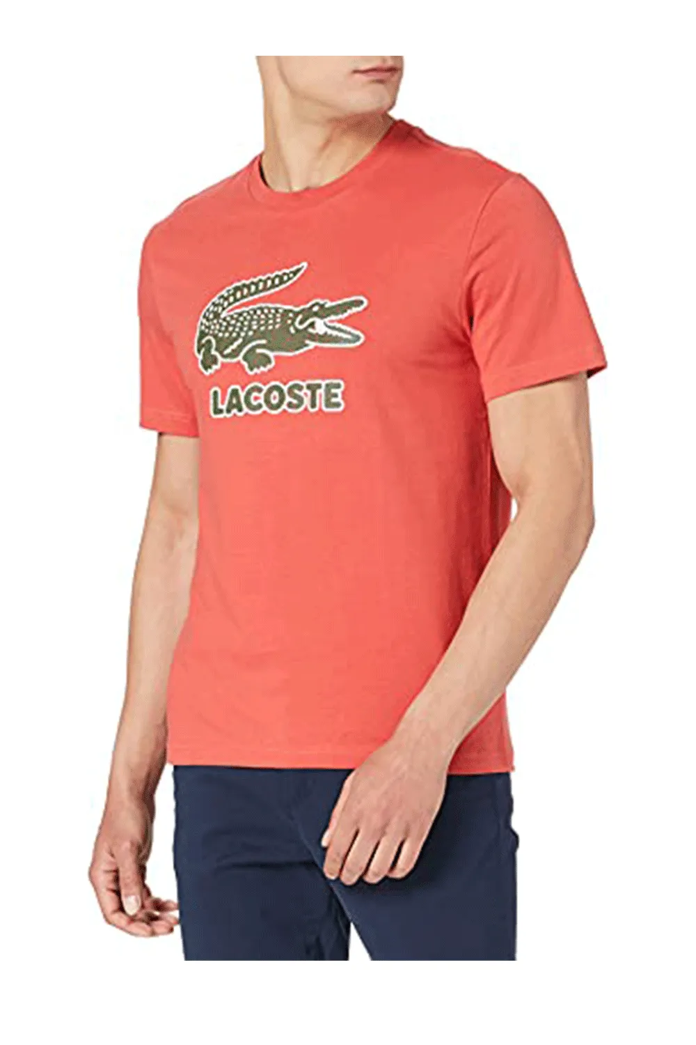 Lacoste Men’s Crew Neck Crackled Logo Print Cotton T-shirt