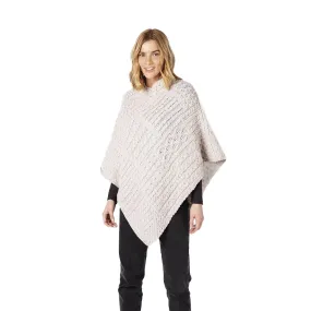 Ladies Elm Patchwork Poncho Silver Marl